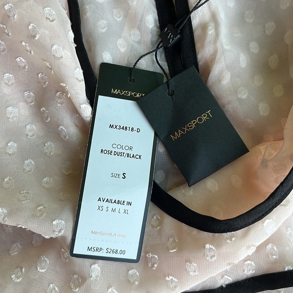 MAX SPORT Top Ruffle Sheer with Underlay Cocktail Dress size small - Picture 5 of 6